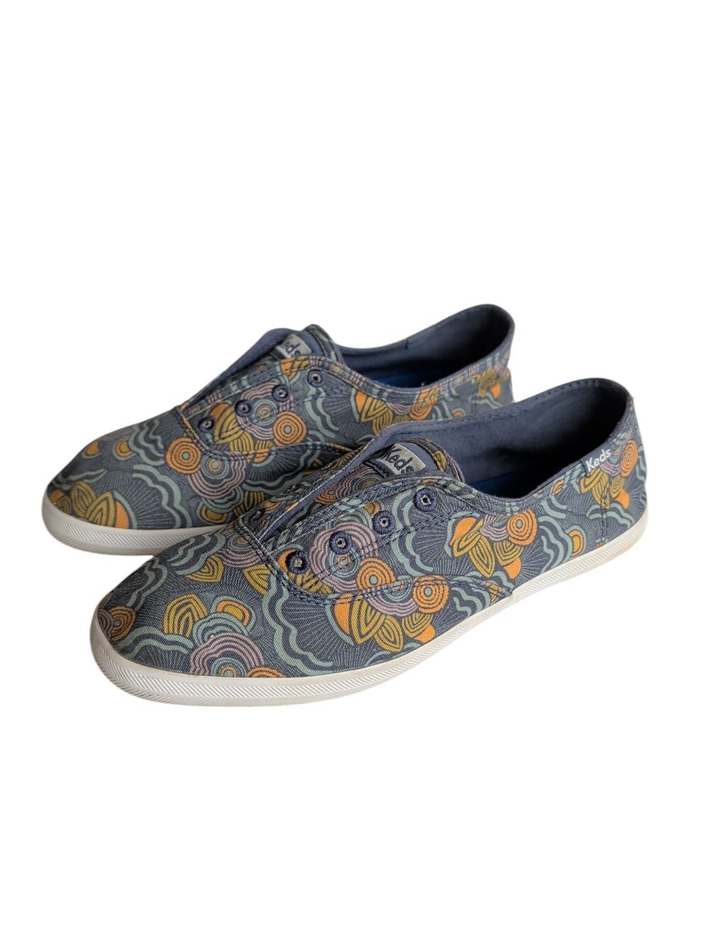 Keds Chillax Organic Cotton Ripple Slip On Sneakers 8.5 Navy Blue Multicolor